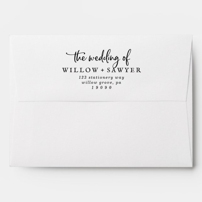 Rustic Script Wedding Invitation Envelope (Back (Top Flap))