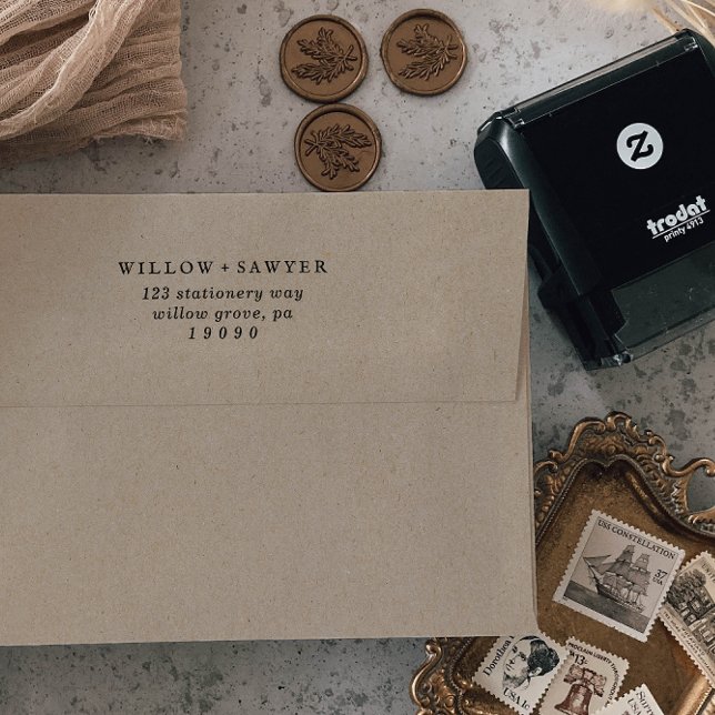 Rustic Script Wedding Return Address Self-inking Stamp (Creator Uploaded)