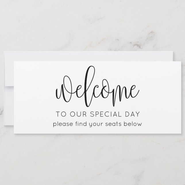 Rustic script wedding seating chart welcome header invitation (Front)
