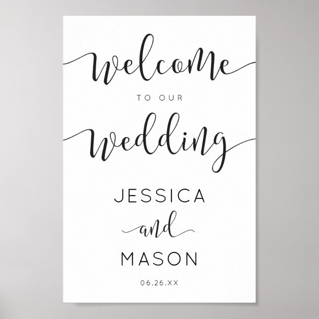 Rustic Script Wedding Welcome Sign (Front)