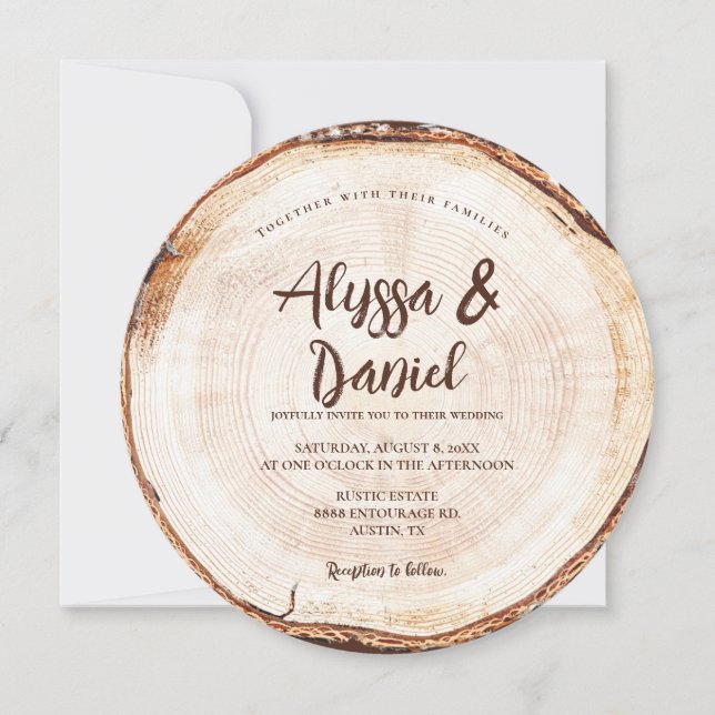 Rustic Script wedding Wood Cut Custom Invitation (Front)