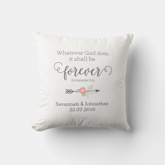 Rustic Scripture Christian Art Wedding Gift Cushion (Front)
