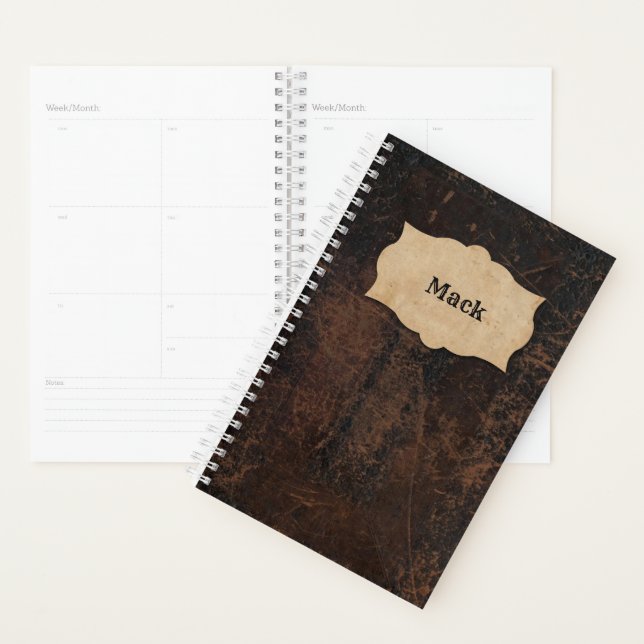 Rustic Scuffed Leather (Look) Personalised Planner (Display)