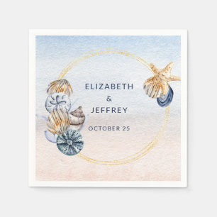 Rustic Seashells Ocean Sea Summer Beach Wedding Napkin