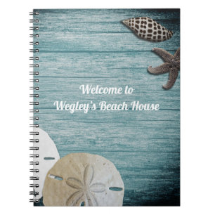 Rustic Seashells Sand Dollar Welcome Beach House Notebook