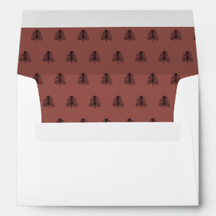 Rustic Seasonal Christmas Black Trees Silhouettes Envelope