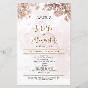 Rustic Sepia Floral - Vintage  Wedding Program