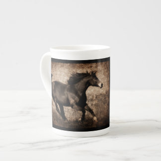 Rustic Sepia Galloping Horse Bone China Mug