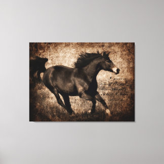 Rustic Sepia Galloping Horse Canvas Print