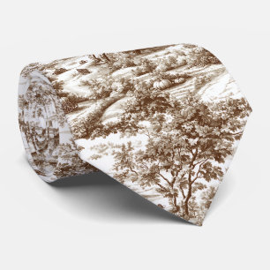 Rustic Sepia Homestead Pumpkin Toile Pattern Tie