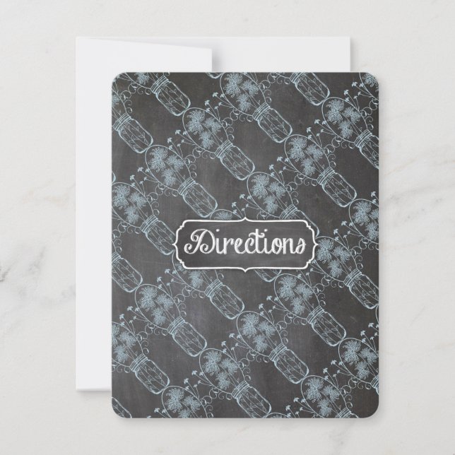 Rustic Serenity Blue Mason Jar Chalkboard Wedding Invitation (Front)