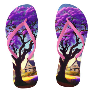 **"Rustic Serenity: The Purple Jacaranda's Embrace Jandals