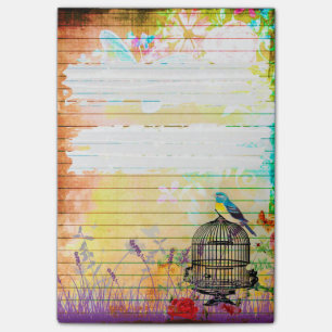 Rustic Shabby Chic Colourful Vintage Floral Post-it Notes