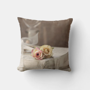 Rustic Shabby Rose Still Lif Cushion