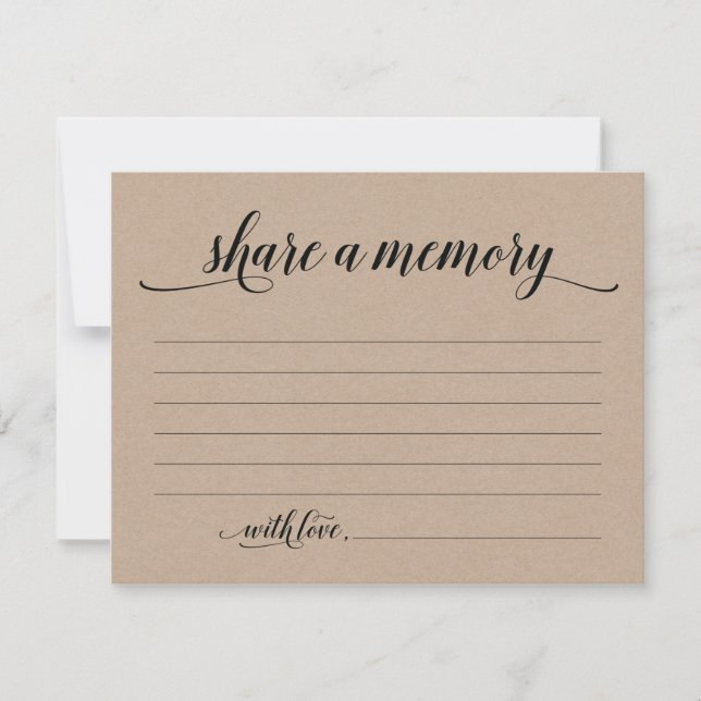 Rustic Share A Memory Sympathy, Memorial Note Card (Front)