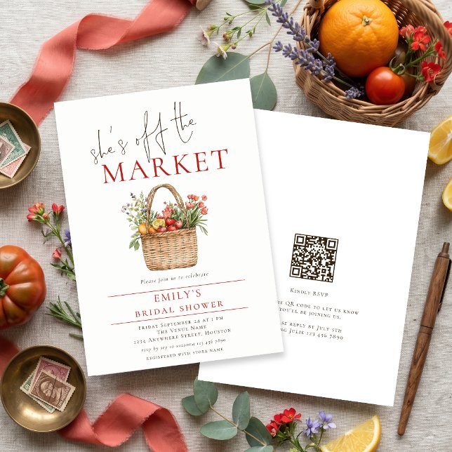 Rustic She’s Off the Market QR Code Bridal Invitation (Creator Uploaded)