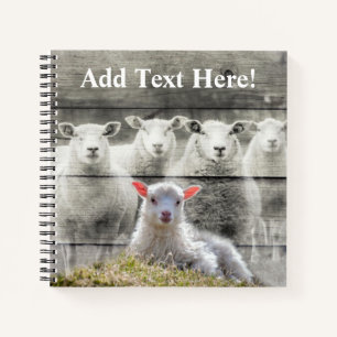 Rustic Sheep Baby Lamb Burlap Notebook