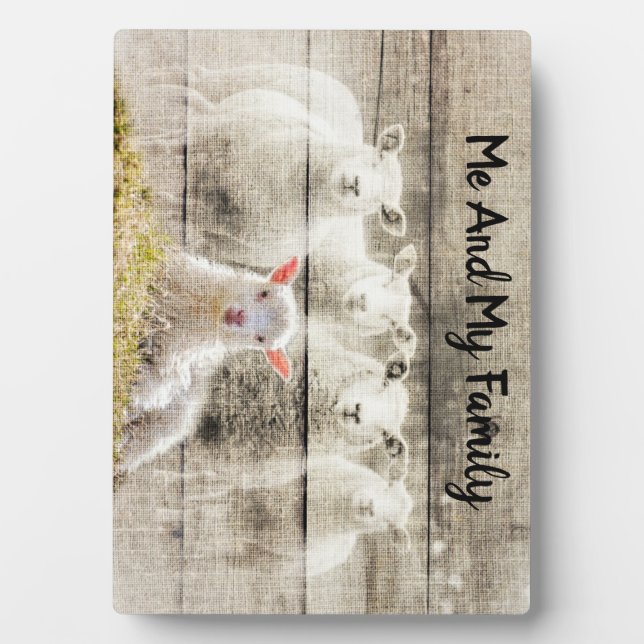 Rustic Sheep Baby Lamb Burlap Plaque (Front)
