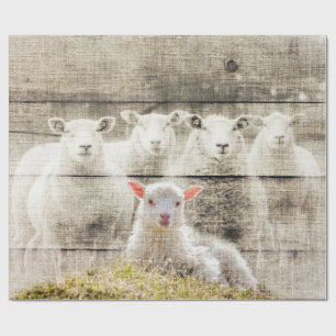 Rustic Sheep Baby Lamb Burlap Wrapping Paper