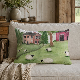 Rustic Sheep in Pasture Lumbar Cushion
