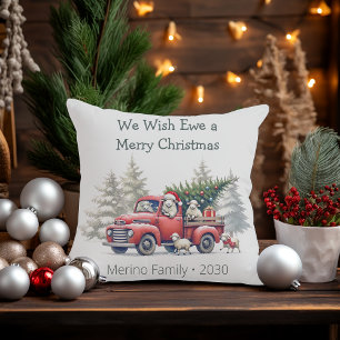 Rustic Sheep Red Truck Themed  Cushion