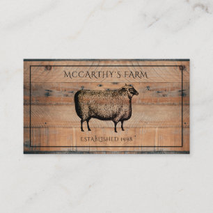 Rustic Sheep Shiplap Barn Wood Custom Farm Logo Business Card