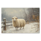 Rustic Sheep Winter Landscape Decoupage