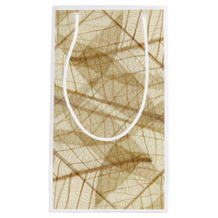 Rustic Sheer Cream Lace Leaves Small Gift Bag