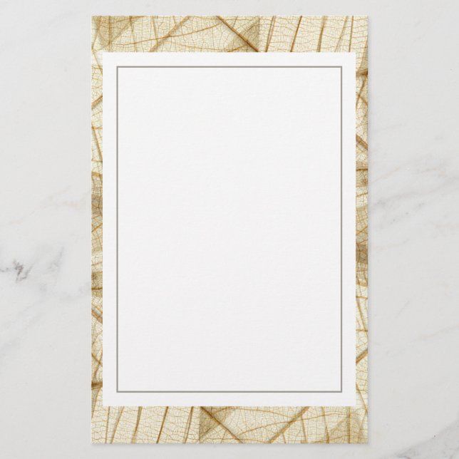 Rustic Sheer Cream Lace Leaves Stationery (Front)