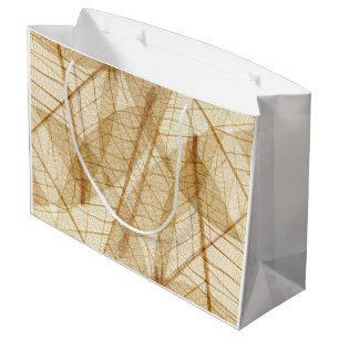 Rustic Sheer Lace Leaves Large Gift Bag