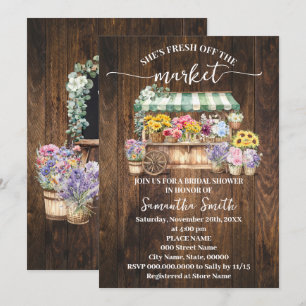 Rustic She's Fresh Off the Market Bridal Shower Invitation