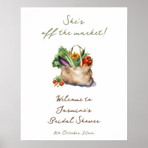 Rustic She's Off the Market Bridal Shower Welcome Poster