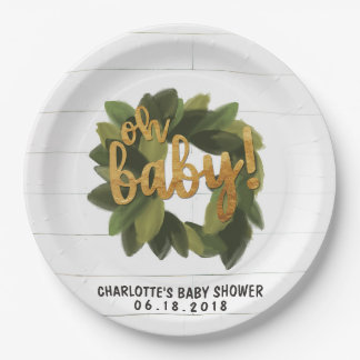 Rustic Shiplap Baby Shower Paper Plates