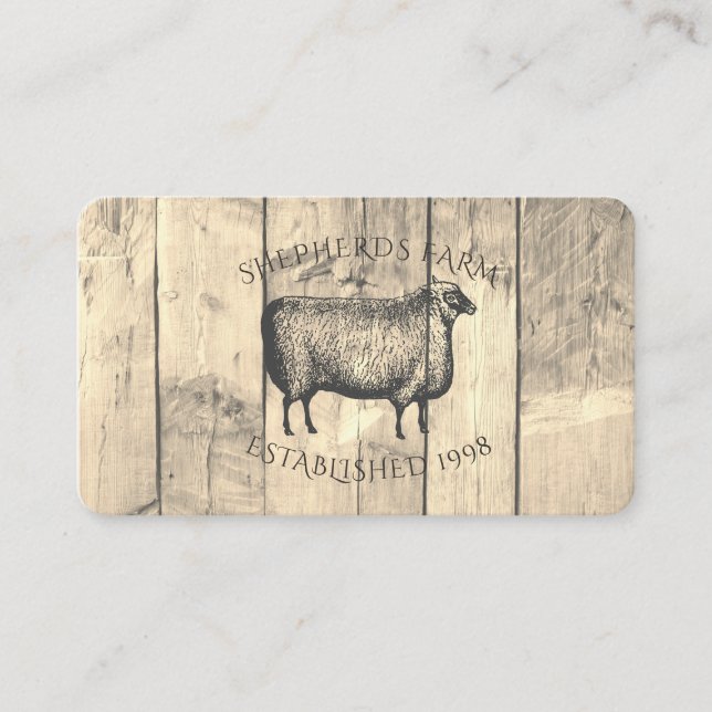 Rustic Shiplap Sheep Barn Wood Custom Farm Logo Business Card (Front)