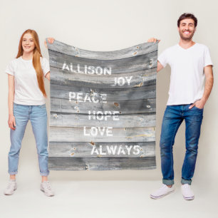 Rustic Shiplap Wood Plank Monogrammed Name Quote Fleece Blanket