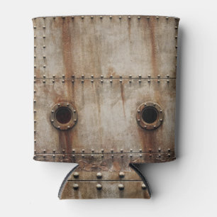 Rustic Shipwreck Metal Rivets Texture Can Cooler