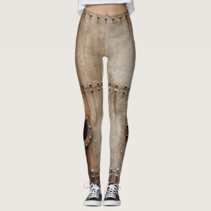 Rustic Shipwreck Metal Rivets Texture Leggings