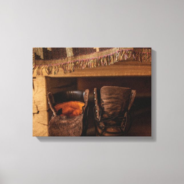 Rustic shoes image on canvas print (Front)
