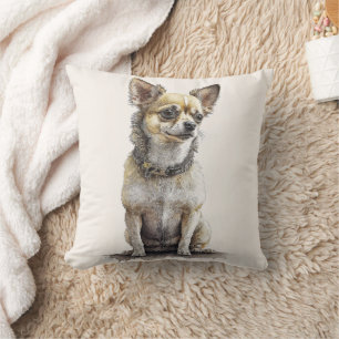 Rustic Short-haired Tan Chihuahua Throw Cushion 