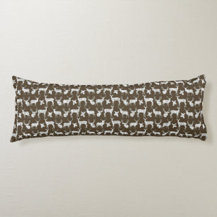 Rustic Silhouette Deer On Brown Body Pillow