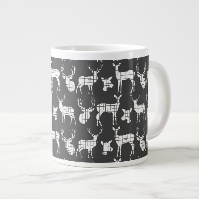 Rustic Silhouette Deer on Grey Speciality Mug (Front Right)