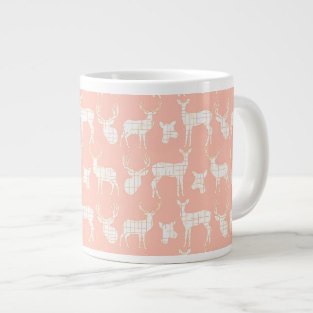 Rustic Silhouette Deer on Pink Speciality Mug (Front Right)