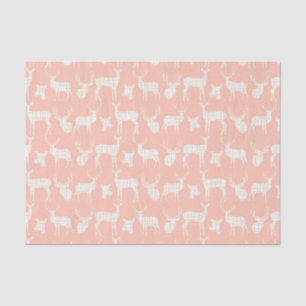 Rustic Silhouette Deer on Pink Tissue Paper