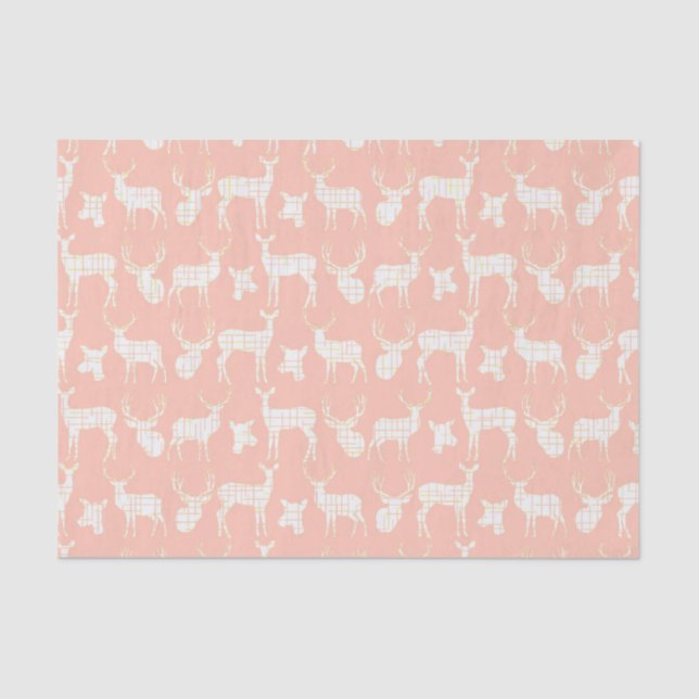 Rustic Silhouette Deer on Pink Tissue Paper (Front)