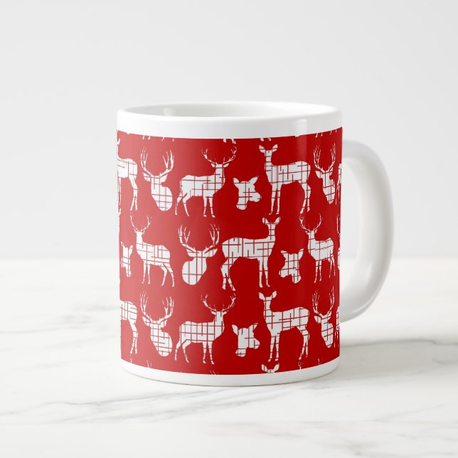 Rustic Silhouette Deer on Red Speciality Mug (Front Right)