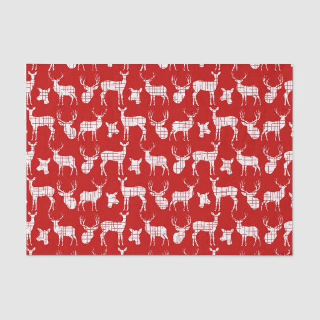Rustic Silhouette Deer on Red Tissue Paper (Front)