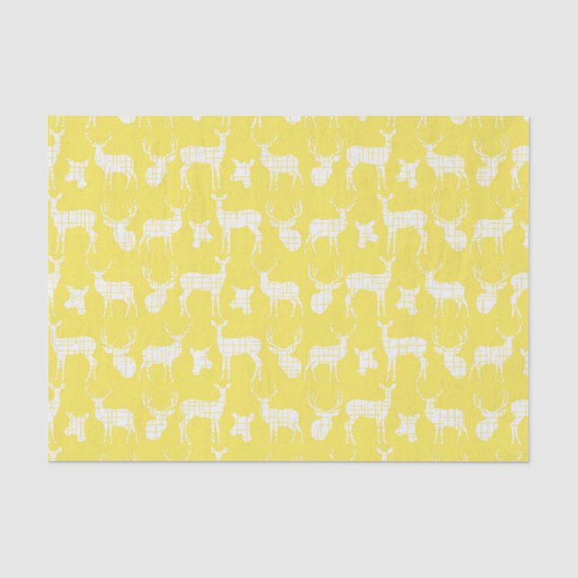 Rustic Silhouette Deer on Yellow Tissue Paper (Front)