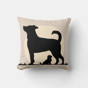 Rustic Silhouette of Mum & Pup with Emotional Bond Cushion