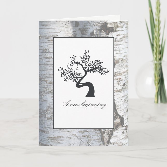 Rustic Silver Birch Tree Baby Announcement (Front)