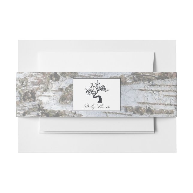 Rustic Silver Birch Tree Baby Shower Invitation Belly Band (Front Example)